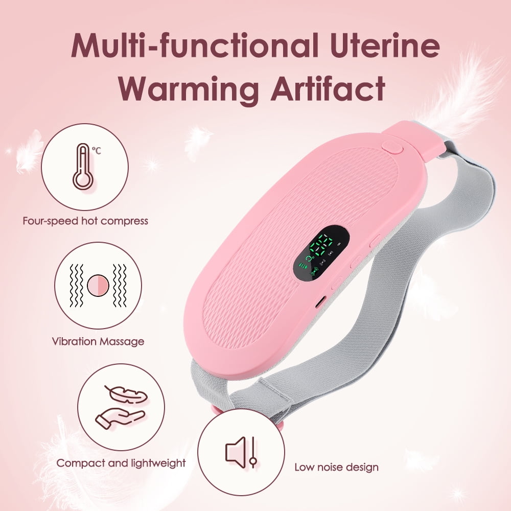 Heating Pad for Period Cramps, Fast Heating Pad with 4 Heat Levels and 4 Massage Modes, Back or Portable Electric Rapid Fast Heating Belly Wrap Belt for Women, Pink
