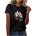 thumbnail image 2 of lcziwo Halloween Skull Shirt for Women Novelty Graphic Tee Funny Gothic Print Tops Casual Loose Fit Crewneck Short Sleeve Blouse Teen Girl Clothes, Black, M, 2 of 5