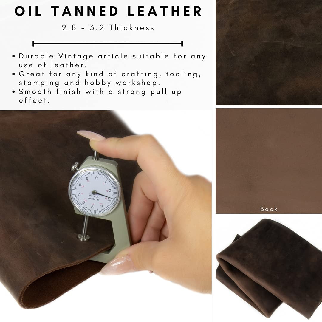 FabricLA Tooling Leather Squares | Crafting Heavy Weight Full Grain Cowhide (2.8-3.00mm) 10X10 - Brown