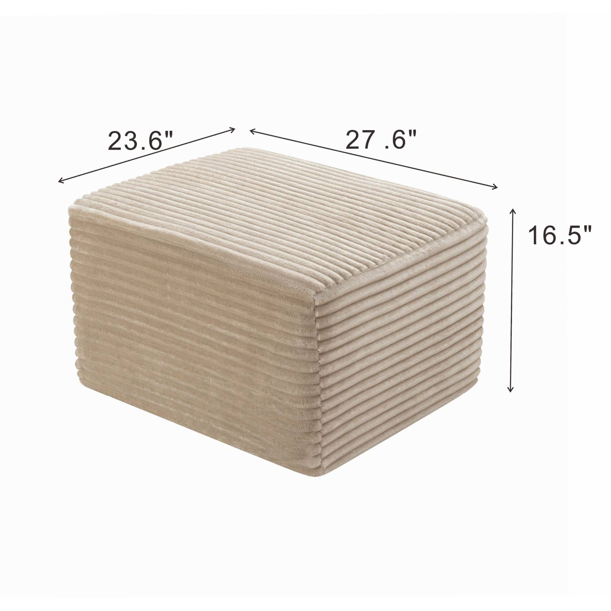 Plush Boneless Ottoman,Upholstered Cloud Couches Footrest Ottoman for Boneless Couch for Living Room, Camel