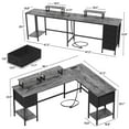 thumbnail image 3 of Satifur 66" L-Shaped Desk with Power Outlets, 4 Fabric Drawers & 2 Monitor Stands, Convertible Two Person Home Office Desk,Gray, 3 of 9