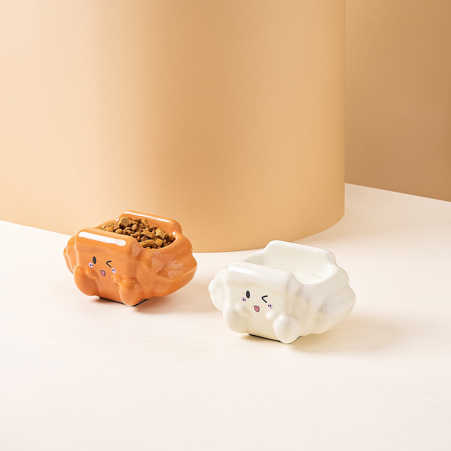 Large Capacity Ceramic Pet Bowl, Anti-Tip Slanted Mouth Bowl, Ant Proof Feeding Basin for Cats and Dogs