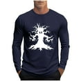 thumbnail image 2 of Zylanna Men's Long Sleeve T-Shirts, Crew Neck Loose Activewear Halloween Print Casual Tops for Men Navy, 2 of 5
