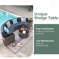 thumbnail image 2 of JOIVI 7-Piece Outdoor Patio Furniture Set, Sectional Half-Moon Sofa, Coffee Table, 4 Pillows, Blue Cushion, with Waterproof Cover, for Garden, Backyard, Porch, Sunroom or Pool, 2 of 7