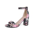 thumbnail image 1 of Unique Bargains Women's Block Heel Printed Open Toe Ankle Strap Sandals, 1 of 7