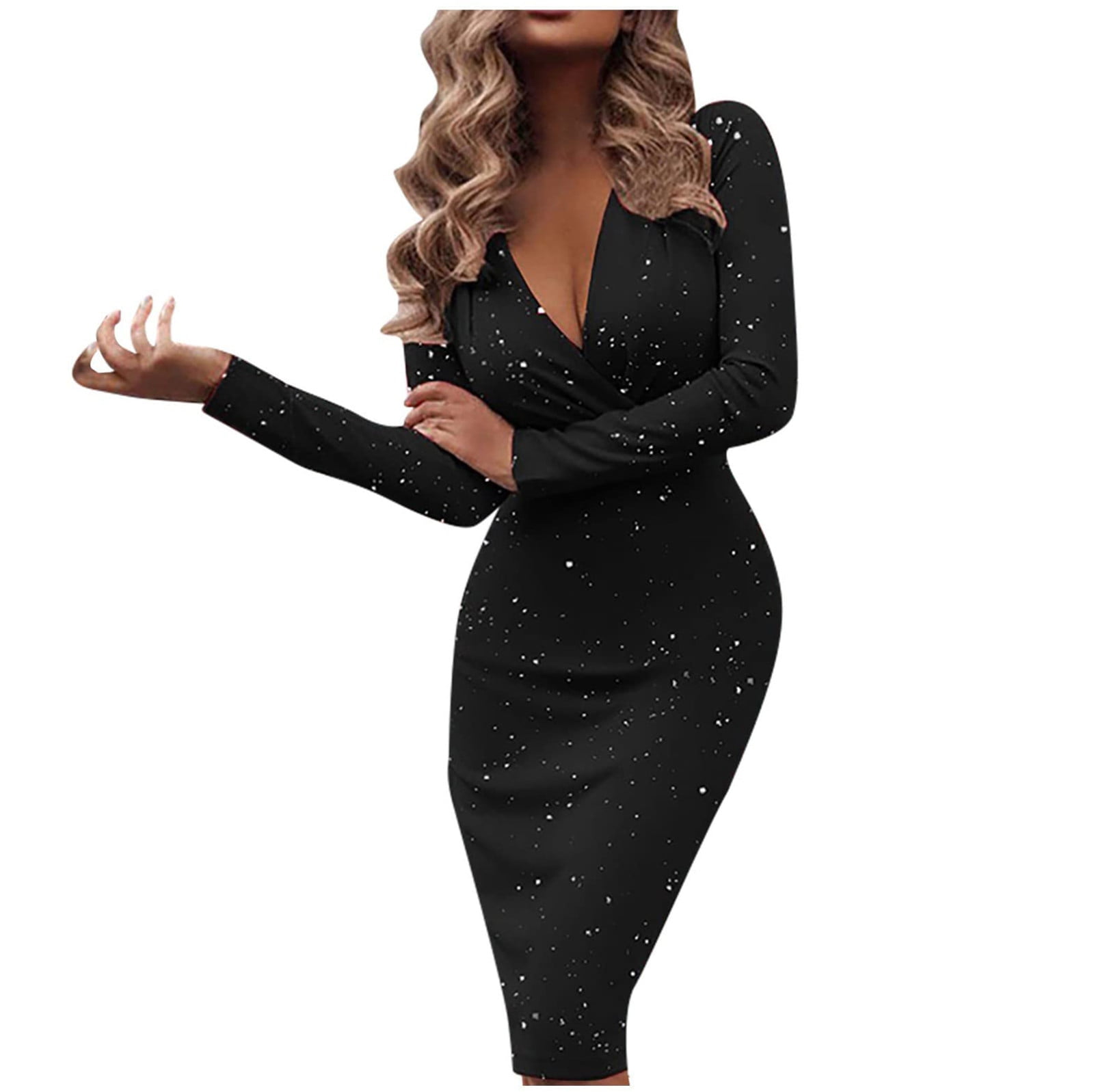 PATLOLLAV Formal Dresses for Women Fashion Sexy V Neck Cocktail Dresses  Slim Summer Casual Sleeveless Zipper Party Dress Black at  Women's  Clothing store