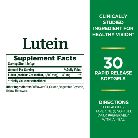 Nature's Bounty Lutein Dietary Supplement Softgels, 40mg, 30 count