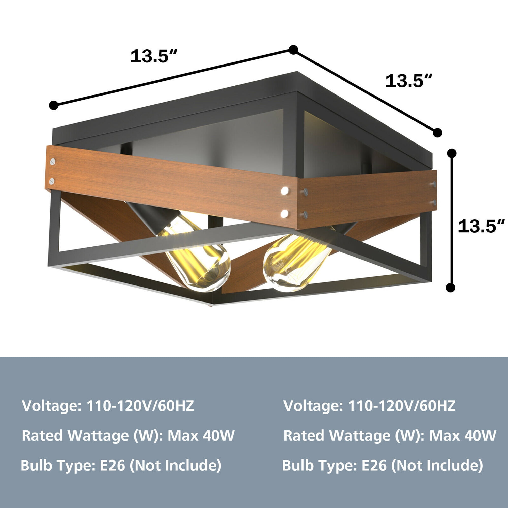 Gymax Adjustable Ceiling Lamp Geometric Lights Rustic Flush Mount Hallway Living Room