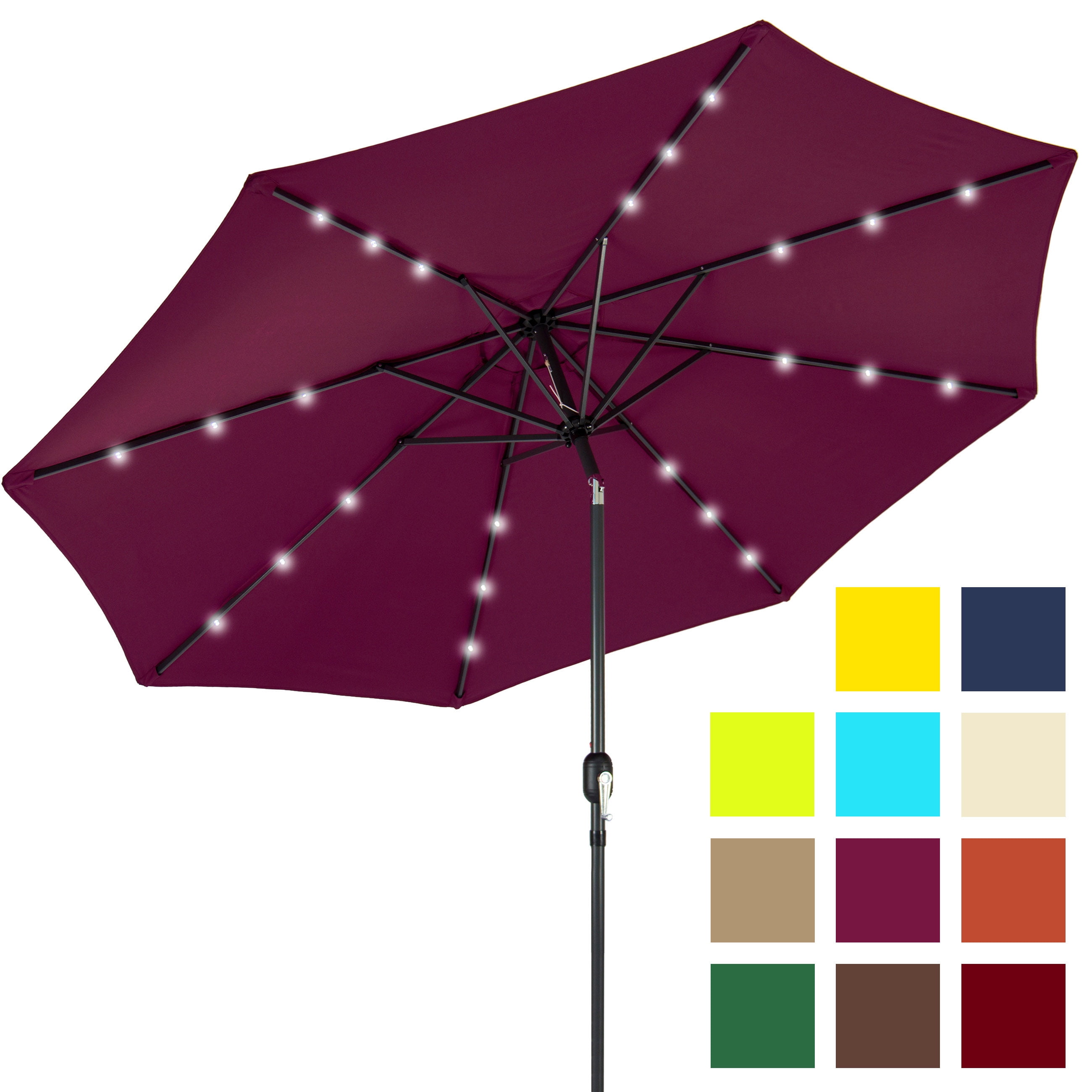 BCP 10FT Deluxe Patio Umbrella W Solar LED Lights, Tilt Adjustment Multicolor by Best Choice Products