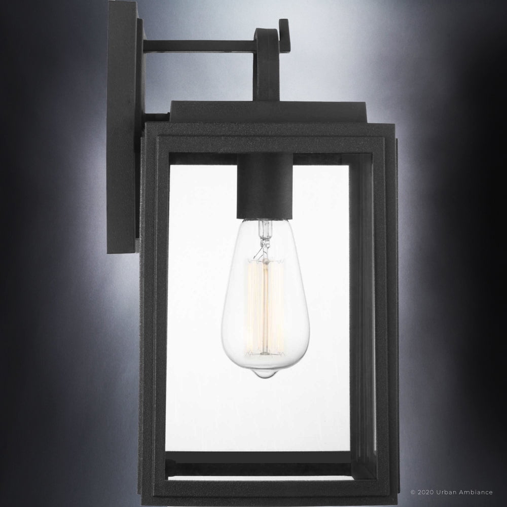 Luxury Farmhouse Wall Sconce, 13.625H x 7.125W, with Modern Farmhouse Style, Midnight Black, UHP1386 by Urban Ambiance