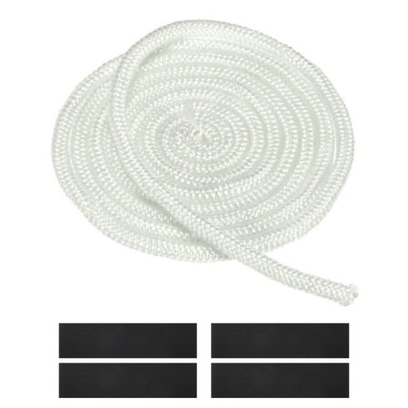 1/4" x 79" Wood Stove Gasket Kit, Fiberglass Round High-Temperature Resistance Seal Rope Replacement with 4pcs Joint Tapes for Stoves Fireplace Door, White