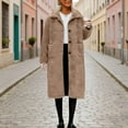 thumbnail image 7 of RQYYD Women's Winter Single Breasted Long Wool Coat Lapel Collar Casual Wool Blend Trench Coat Jacket, 7 of 7