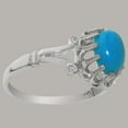 thumbnail image 3 of LBG British Made 925 Sterling Silver Natural Turquoise Womens Promise Ring - 33 size options - Size 4.75, 3 of 6