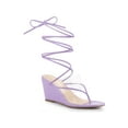 thumbnail image 1 of BLISSFUL STEP Sandales de Plage à Lacets pour Femmes à Bride Transparente Sandales Compensées Lavande 7, 1 of 7