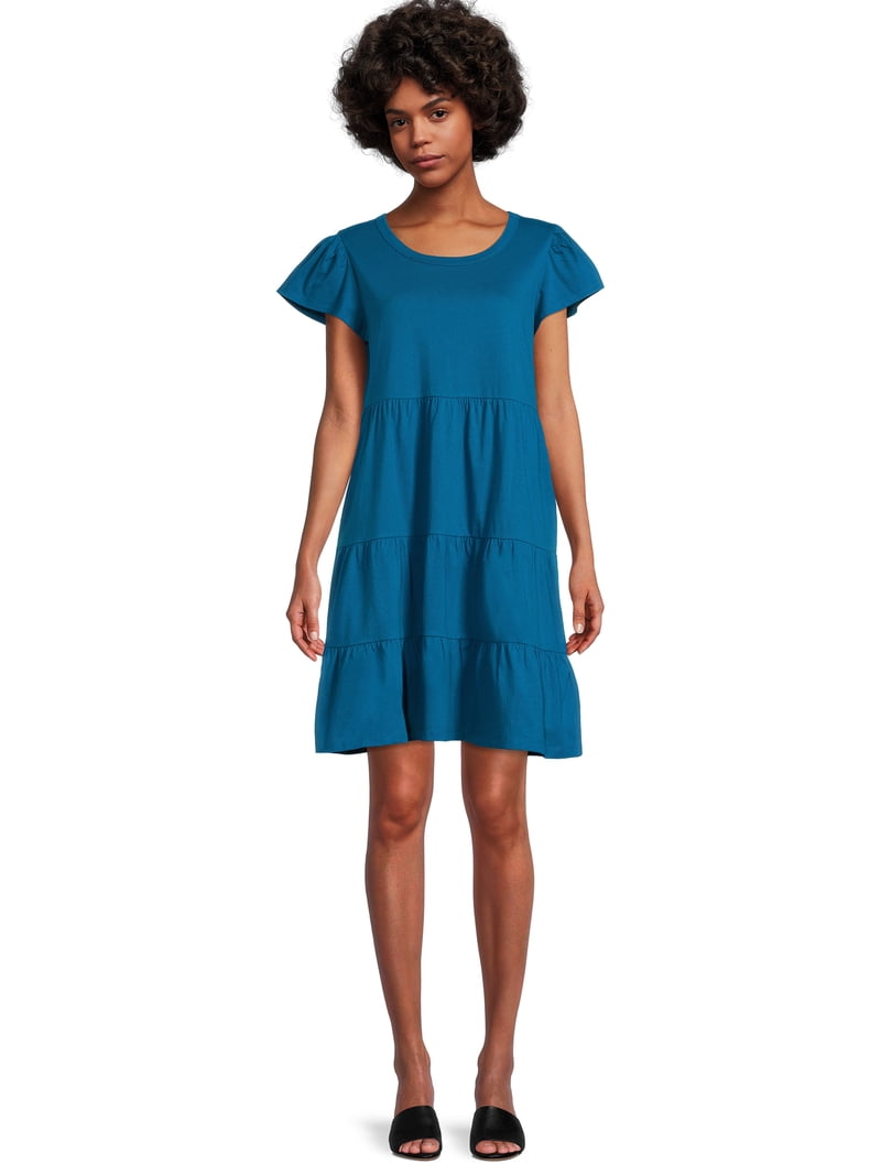 Time and Tru women's Tiered Knit Dress 100% Cotton - Walmart.com