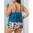 thumbnail image 4 of JYLFC Two Piece Plus Size Tankini Swimsuit for Women Ruffled Bathing Suit with Shorts Modest and Flattering Swimwear, Teal XL, 4 of 6