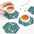 thumbnail image 4 of Leather Coasters with Heat-resistant for Drinks, Cute Cartoon Parrot Flower White -标题2 Hexagon, 4 of 5