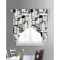 thumbnail image 3 of Sage Green Geometric Swag Valances for Windows, Simple Black Gray Abstract Striped Rod Pocket Sheer Valances for Small Windows, Swag Toppers Light Filtering for Kitchen Living Room 2 Panels 28''x36'', 3 of 6