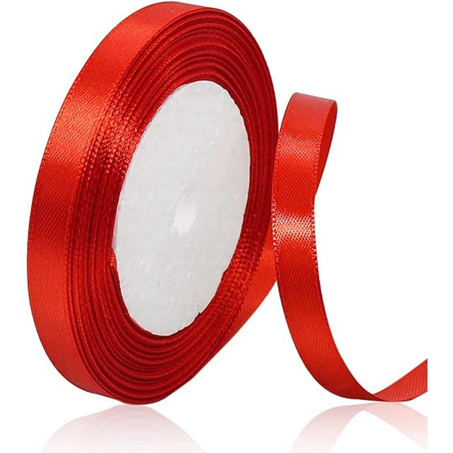 LAICAIW Solid Color Red Satin Ribbon, 3/8 Inches x 25 Yards Fabric Satin Ribbon for Gift Wrapping, Crafts, Hair Bows Making, Wreath, Wedding Party Decoration and Other Sewing Projects