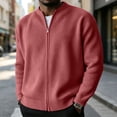 thumbnail image 2 of Mens Full Zip Cardigan Sweater Casual Mock Neck Ribbed Knitted Winter Chunky Sweaters, M, 2 of 7