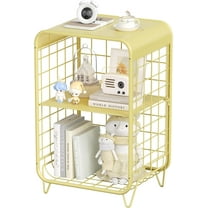 Cute Pink Nightstand,Metal Side Table,3 Tier End Table with Storage,Vintage Bedside Table,Girls Bedroom Furniture for Living Room,Bedroom,Dorm