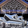 thumbnail image 1 of Decoraciones navideñas 2023 luces LED guirnaldas de cortina de carámbano IP44 impermeable conectable 216 LED caída 0,6/0,7/0,7 Año Nuevo 2, 1 of 4