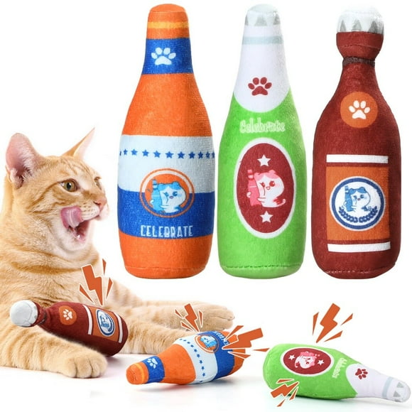 3 juguetes arrugados para gatos de interior, juguete interactivo para patear gatos con menta y material arrugado, juguetes para masticar y dentición para gatos pequeños