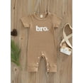 thumbnail image 2 of hirigin Summer Toddler Baby Boys Casual Ribbed Clothes Solid Ribbed Knitted Short Sleeve Letter Print Romper Jumpsuits One-pieces Long Pants, 2 of 8