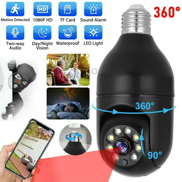 Xhy Light Bulb Security Camera Home Outdoor, 360° 1080P E27 Light
