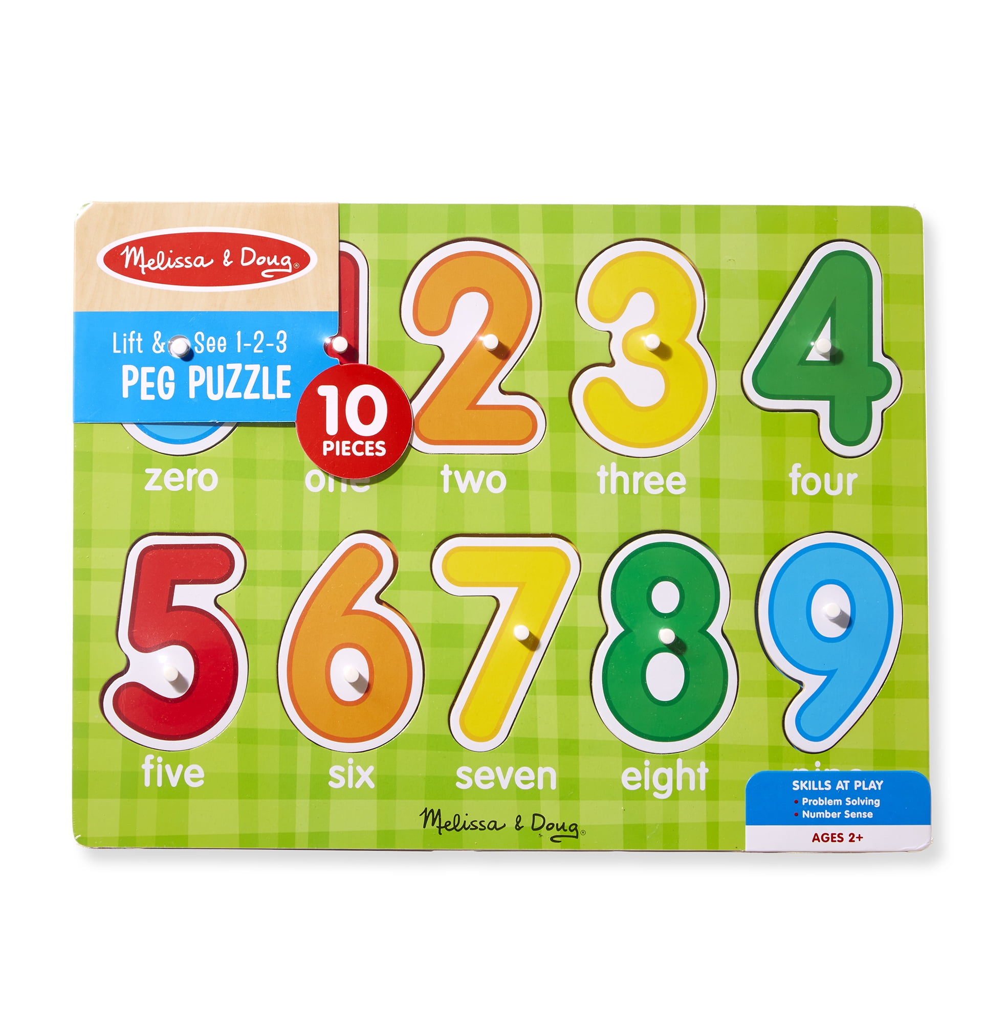 Melissa & Doug Wooden See-Inside Numbers Peg Puzzle Ages 1+ 10pcs Educational 