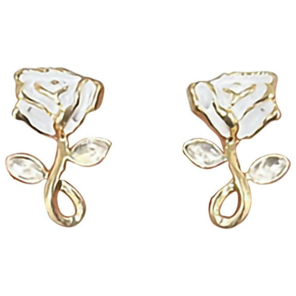 SUSHANG Black and White Rose Earrings White Black Rose Earrings for Women Rose Stud Earring Plated for Sensitive Ear Jewelry