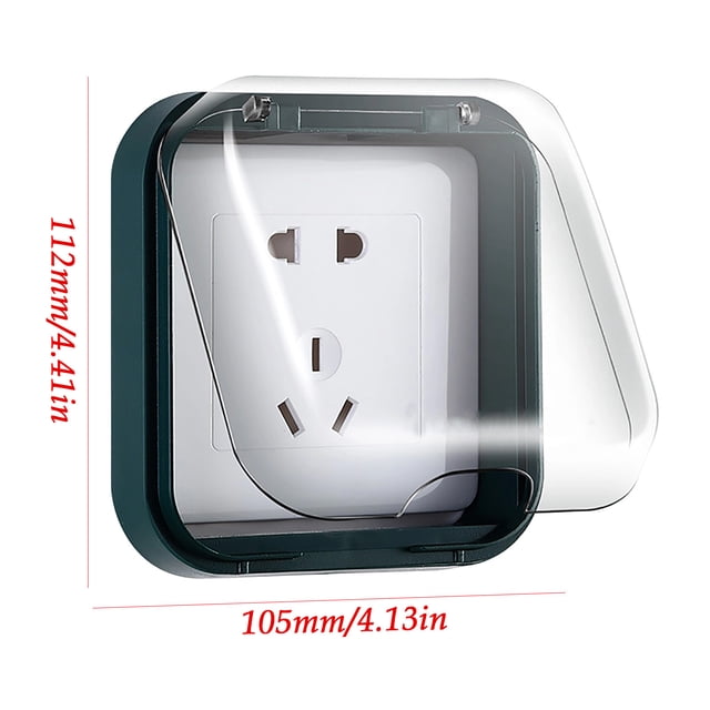 Waterproof Socket Cover Self-Adhesive Type 86 for Wall Switches and Outlets 90-Degree Transparent Lid Polystyrene Construction