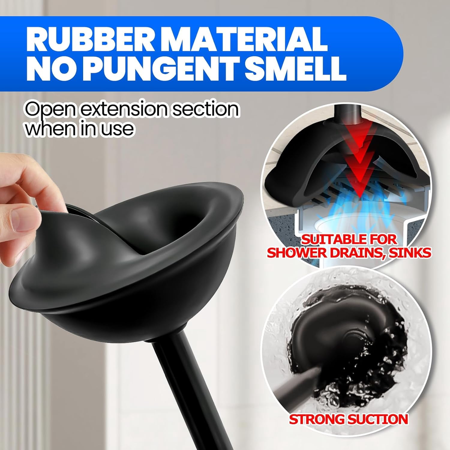 2Pack 2 in 1 Toilet Brush and Plunger Set, Extended Handle Plunger,Toilet Bowl Brush Plunger Set,Bathroom Cleaning Tools,Cleaning Brush,Toilet Brush Plunger Combo(Bright Black)