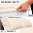 thumbnail image 5 of Kotton Culture Bed Sheets 4 Piece 100% Egyptian Cotton 600 TC Soft Crisp Cooling Cotton Luxury Hotel Sheets with 15" Inch Deep Pocket Snug Fit Sateen Weave(Ivory,RV King), 5 of 6