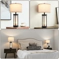 thumbnail image 5 of RORIA 24”Modern Living Room Table Lamp Set of 2 with 2 USB charging ports, built-in frosted white glass with night light, black retro country farmhouse lamp, perfect for bedroom bedside lamps, 5 of 9