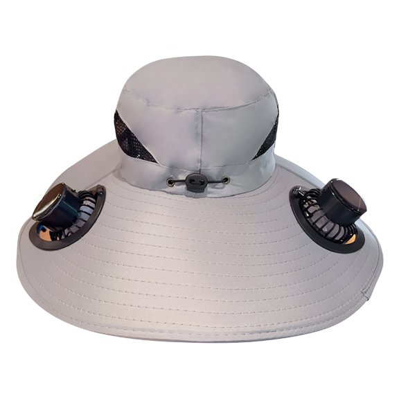 TELOLY Mens Sun Hat with 2 Fan,Summer Cooling Wide Brim Bucket Hat,Beach Hat Garden Hat,Solar   Usb Dual Power Supply