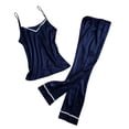 thumbnail image 4 of GERsome Womens Satin Pajamas Set V Neck Top and Long Pant Silk Pj Set Tank Sleepwear, 4 of 4