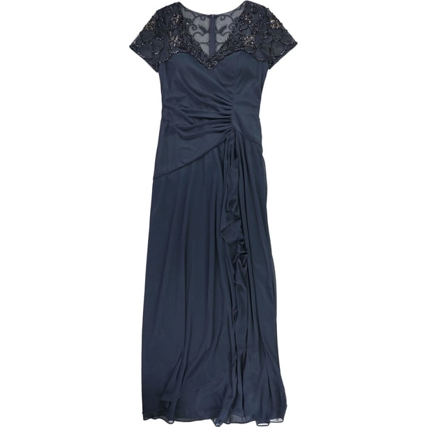 XSCAPE Womens Ruched Gown Dress, darkgray, Plus Size, 16W