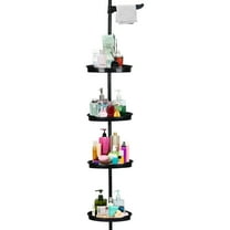 strundghti 3-Shelf Metal Tension Pole Mount Shower Caddy, Black