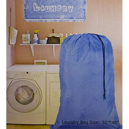 homelux large 30 x 40 inch heavy duty nylon laundry bag with drawstring slip lock closure, assorted colors and designs