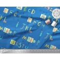 thumbnail image 2 of Soimoi Blue Modal Satin Fabric Colorful Alphabets Text Printed Craft Fabric by the Yard 42 Inch Wide, 2 of 3