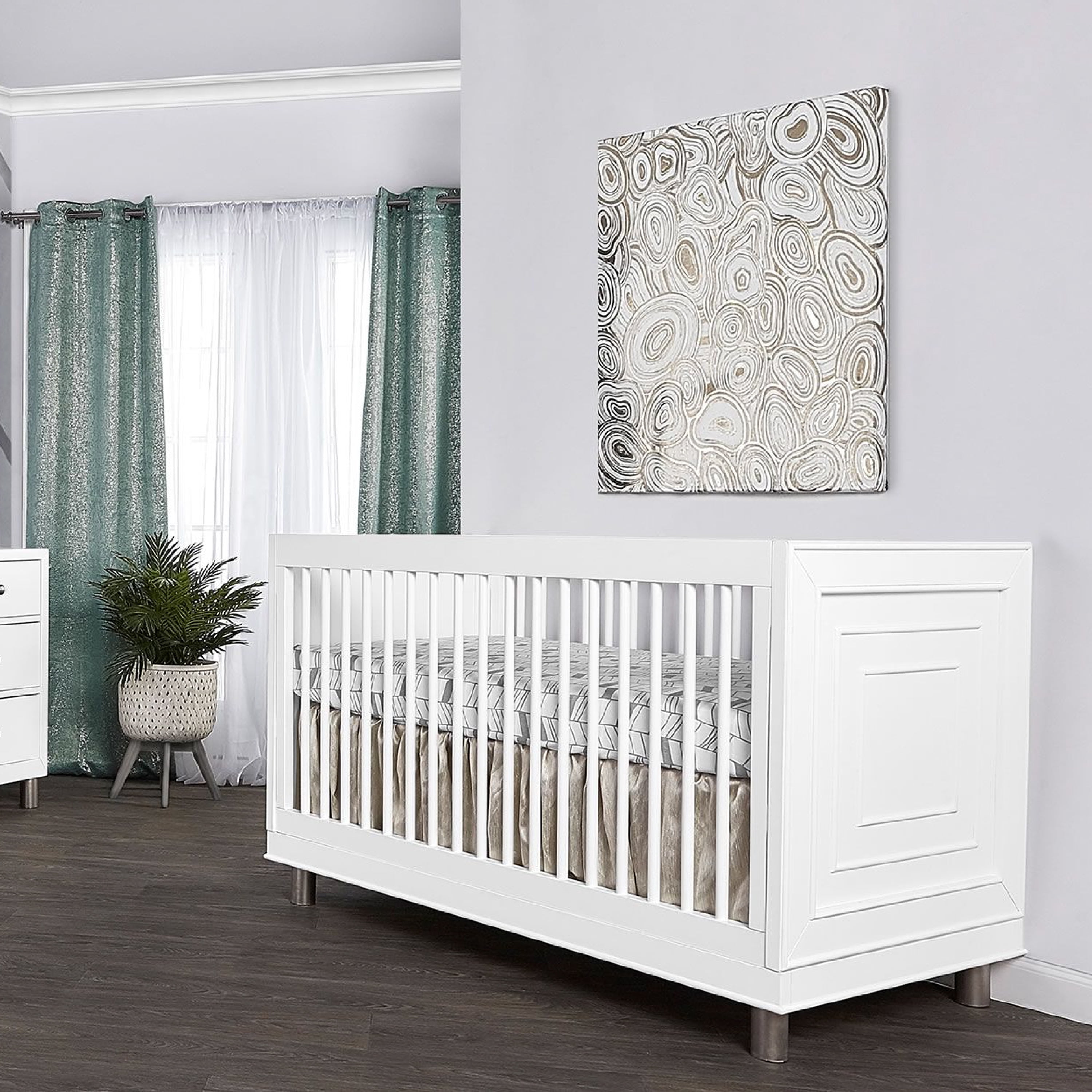 Evolur Loft Art Deco 3-In-1 Convertible Crib In White, Greenguard Gold Certified