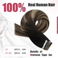 thumbnail image 4 of Extensiones de pelo Moresoo Balayage con cinta adhesiva, de color negro a marrón, 40 cm, 4 of 8