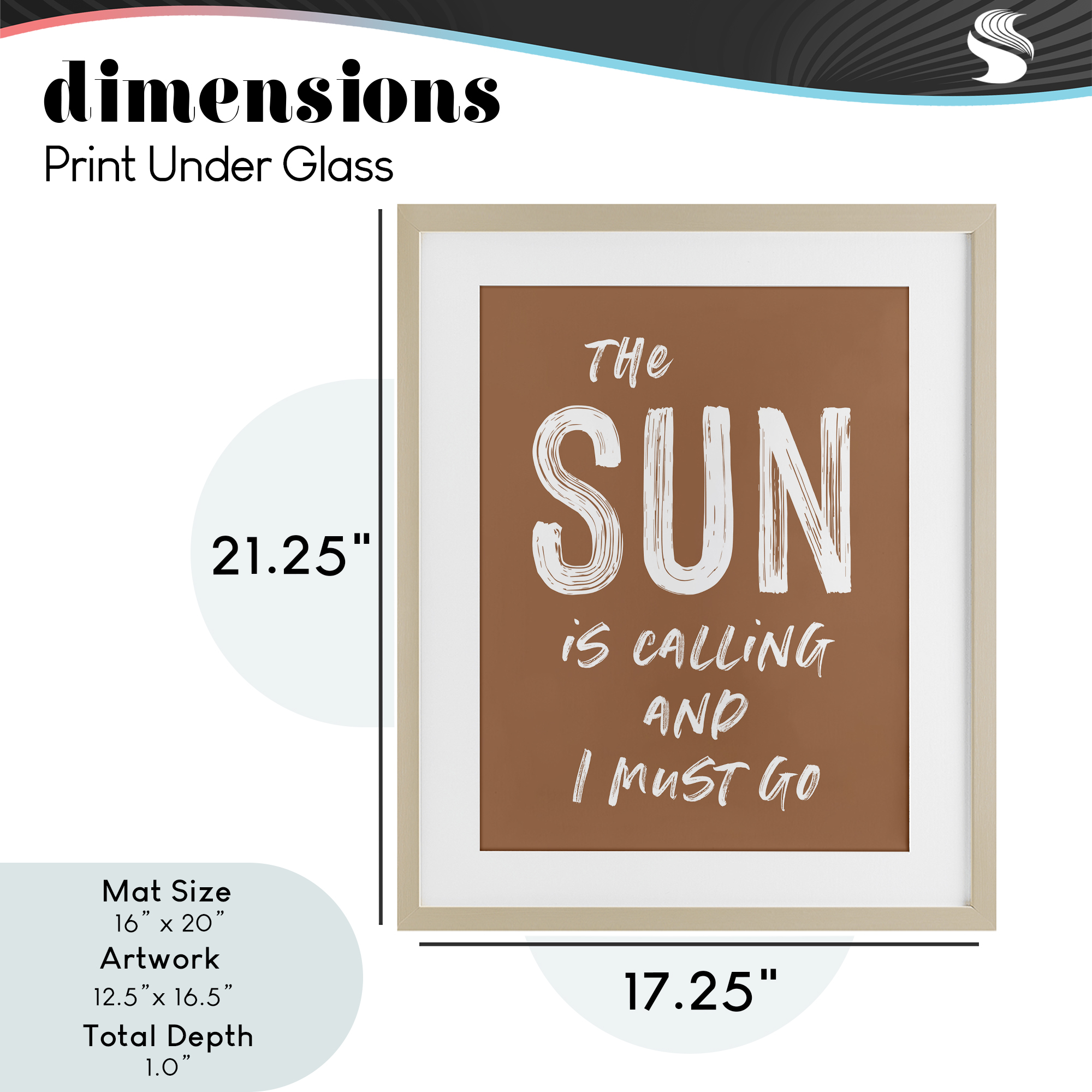 Sun Is Calling Must Go Birch Framed Print Under Glass, design by Lettered and Lined