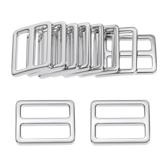 Uxcell 10-Pack Tri Glide Metal Buckles, 1 Inch Zinc Alloy Slider Belt Strap Adjuster Webbing Strap Buckles [Silvery]
