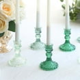thumbnail image 6 of Efavormart 6 Pack Assorted Green Glass Taper Candlestick Holders with Diamond Pattern, Reversible Crystal Pillar Votive Candle Stands - 4", 6 of 11