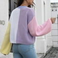 thumbnail image 7 of BLVB Cardigan Sweaters for Women Long Sleeve Color Block Knit Open Front V Neck Button up Lightweight Tops Outwear, 7 of 7