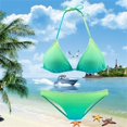 thumbnail image 3 of Bikini Swimsuits Women Backless Fashionable Gradients Color Swimwear Two Piece Halter Vest Tops Swimsuit Beach Bathing Suit, 3 of 4