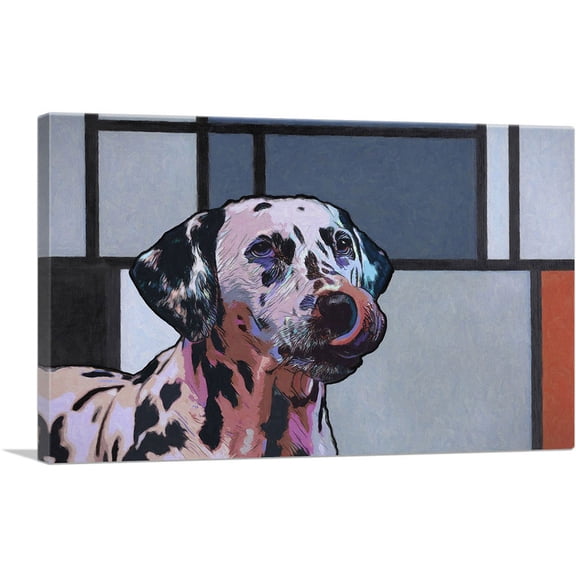ARTCANVAS Dalmatian Dog Breed Colorful Geometric Canvas Art Print - Size: 40" x 26" (0.75" Deep)