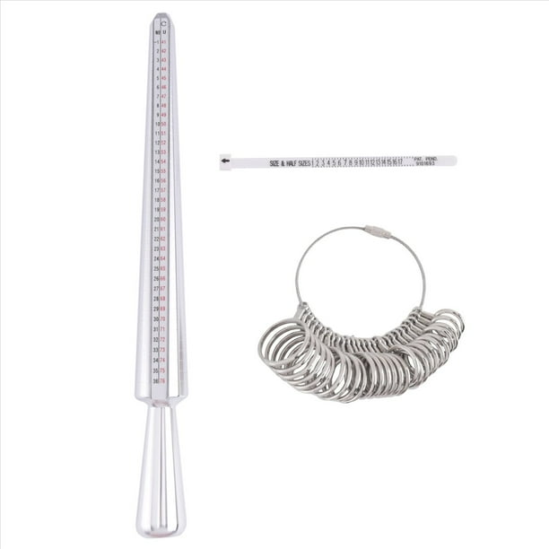 Juego de Herramientas de MedicióN de Medidores de Anillos de 3 Piezas, Medidores de Anillos con Mandril Medidor de Dedo para Medir el TamañO de Joyas
